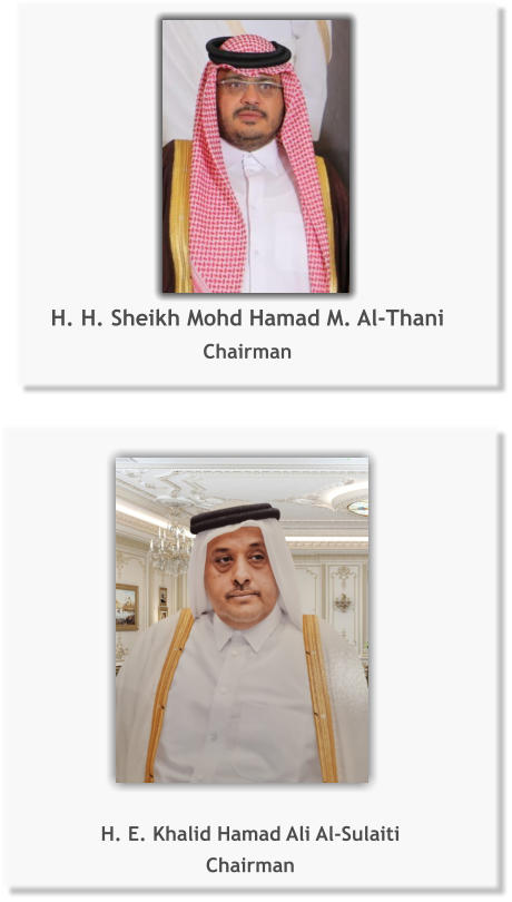 H. H. Sheikh Mohd Hamad M. Al-Thani Chairman H. E. Khalid Hamad Ali Al-Sulaiti Chairman